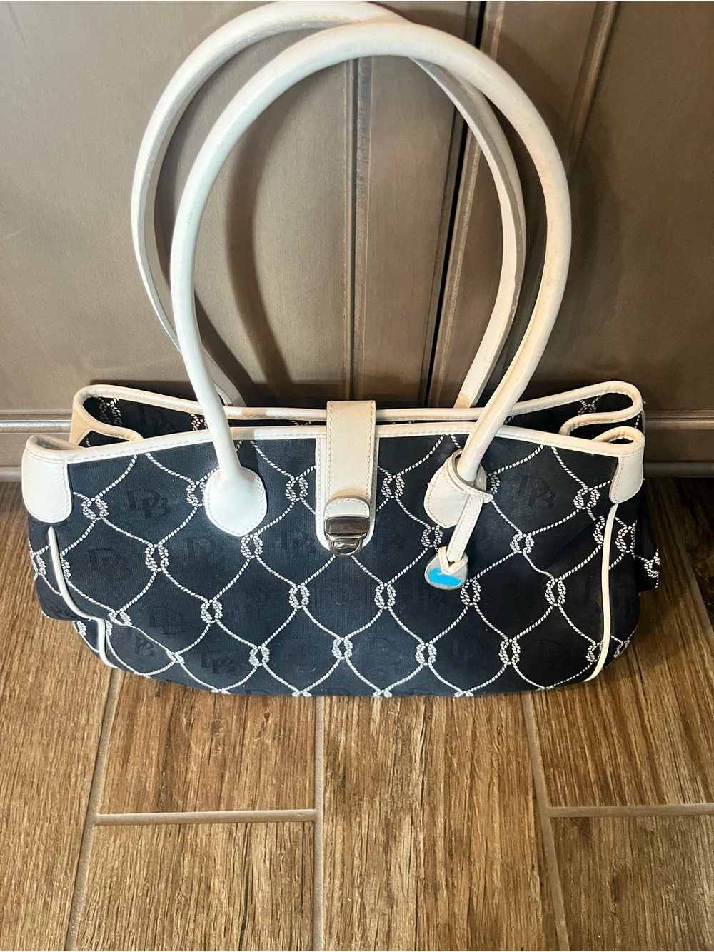 Dooney & Bourke Navy and White Satchel